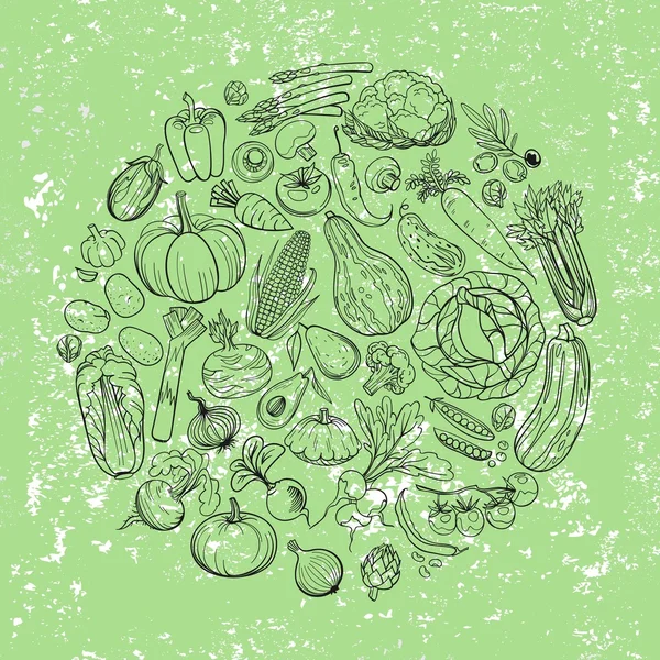 Farklı sebze çizimleri — Stok Vektör
