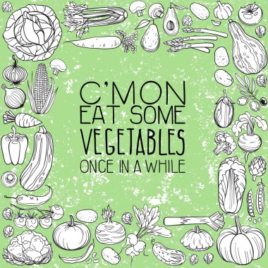 farklı sebze çizimleri