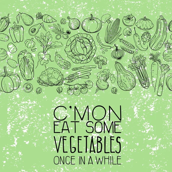 Olika grönsaker ritningar — Stock vektor