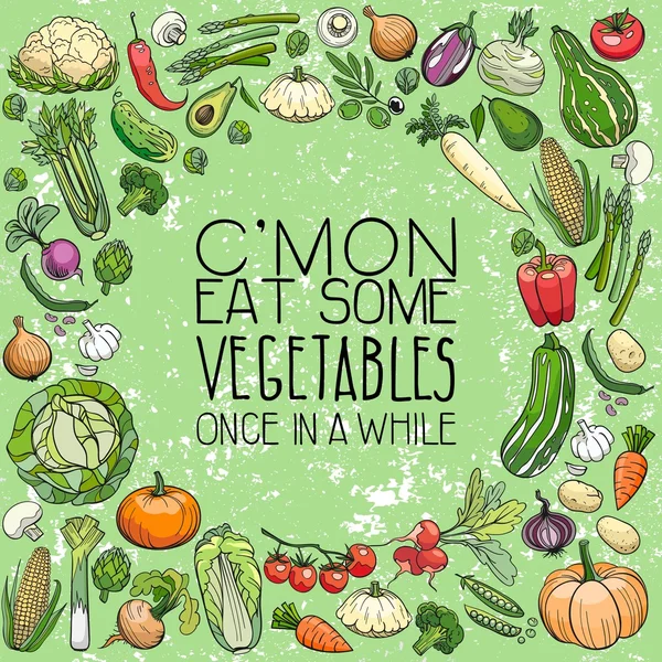 Diversi disegni di verdure — Vettoriale Stock