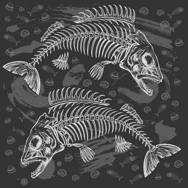 Fish bone drawing — Stock Vector