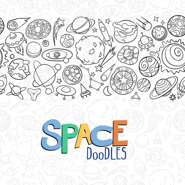 Weltraumobjekte Doodles — Stockvektor