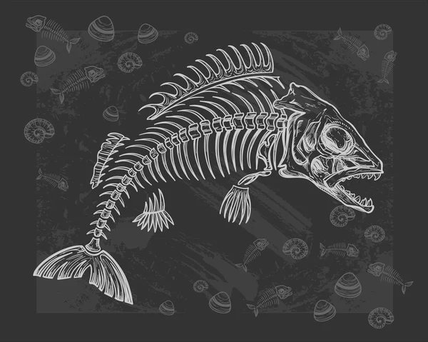 Dibujo de hueso de pescado — Archivo Imágenes Vectoriales