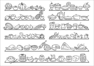 Doodle gıda simgeler