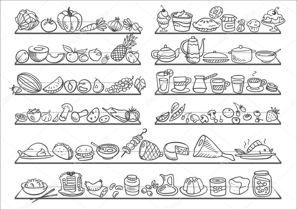 Doodle food icons