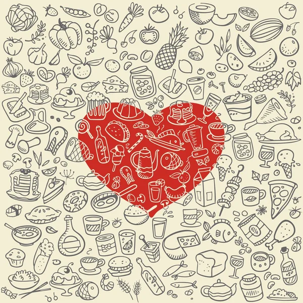 Doodle gıda simgeler