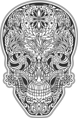 insan kafatası çiçeklerden yapılmış