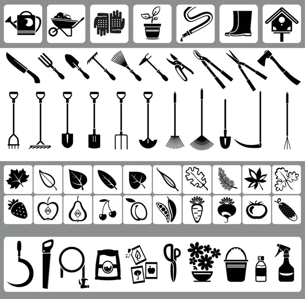 Iconos de jardín y naturaleza — Archivo Imágenes Vectoriales