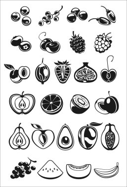 fruits and berry icons clipart