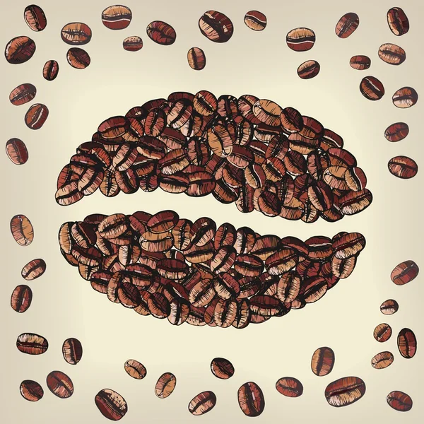 Fondo de grano de café tostado — Vector de stock