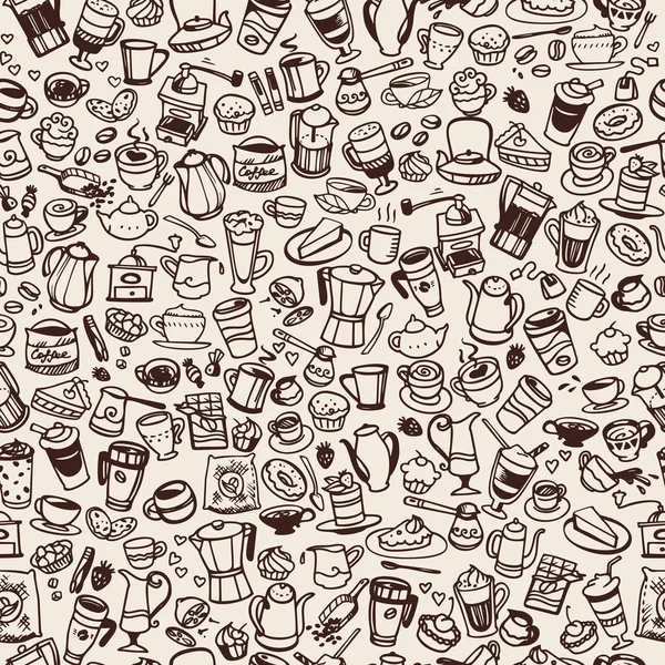 Vector doodle kaffe sömlös bakgrund Stockillustration