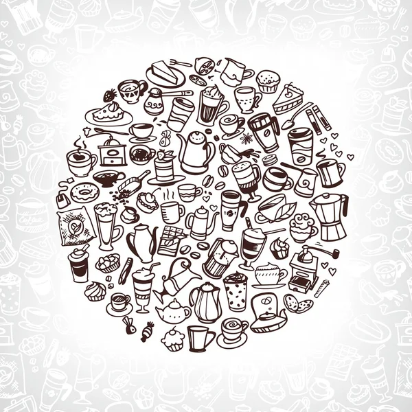 vektör Doodle kahve ve çay