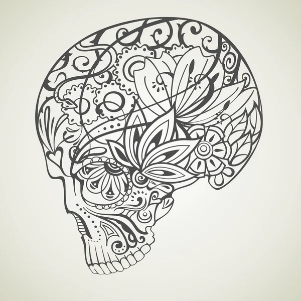 Crâne vecteur floral — Image vectorielle