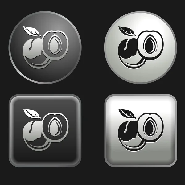 Иконка абрикоса на круглых и квадратных кнопках — стоковый вектор