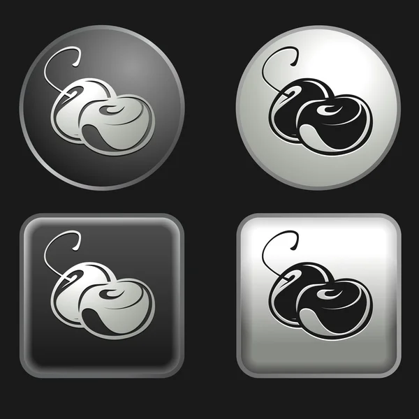 Cherry ikonen på runda och fyrkantiga knappar — Stock vektor