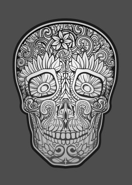 insan kafatası çiçeklerden yapılmış