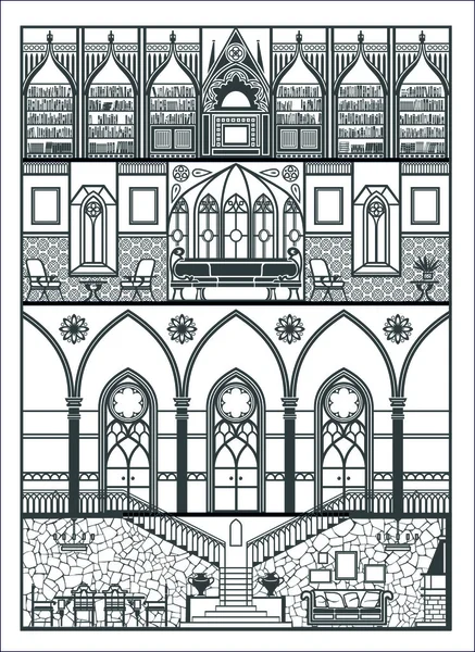 Casa silhouette interna. Illustrazione vettoriale — Vettoriale Stock