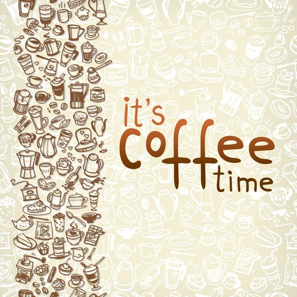 矢量涂鸦咖啡和茶的无缝背景 — 图库矢量图片