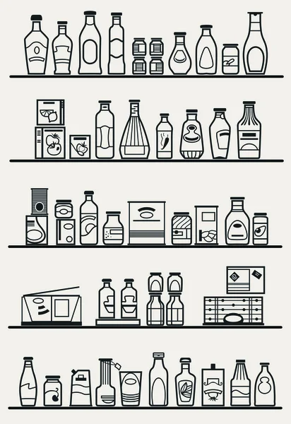 Almacenar estantes con mercancías — Archivo Imágenes Vectoriales