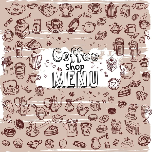 Set da caffè disegnato a mano — Vettoriale Stock