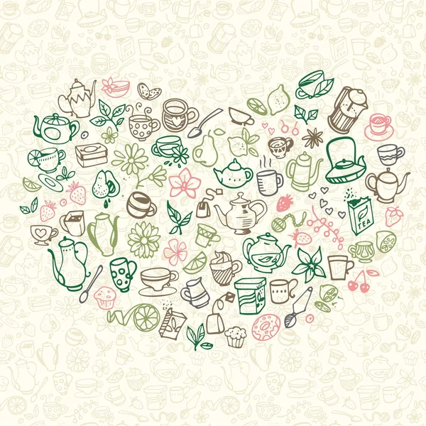 Doodle чай іконки — стоковий вектор