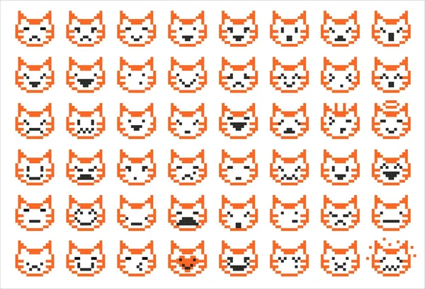 Pixel rostos de gato — Vetor de Stock