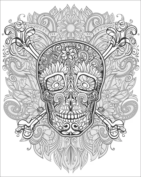 Calavera humana hecha de flores — Vector de stock