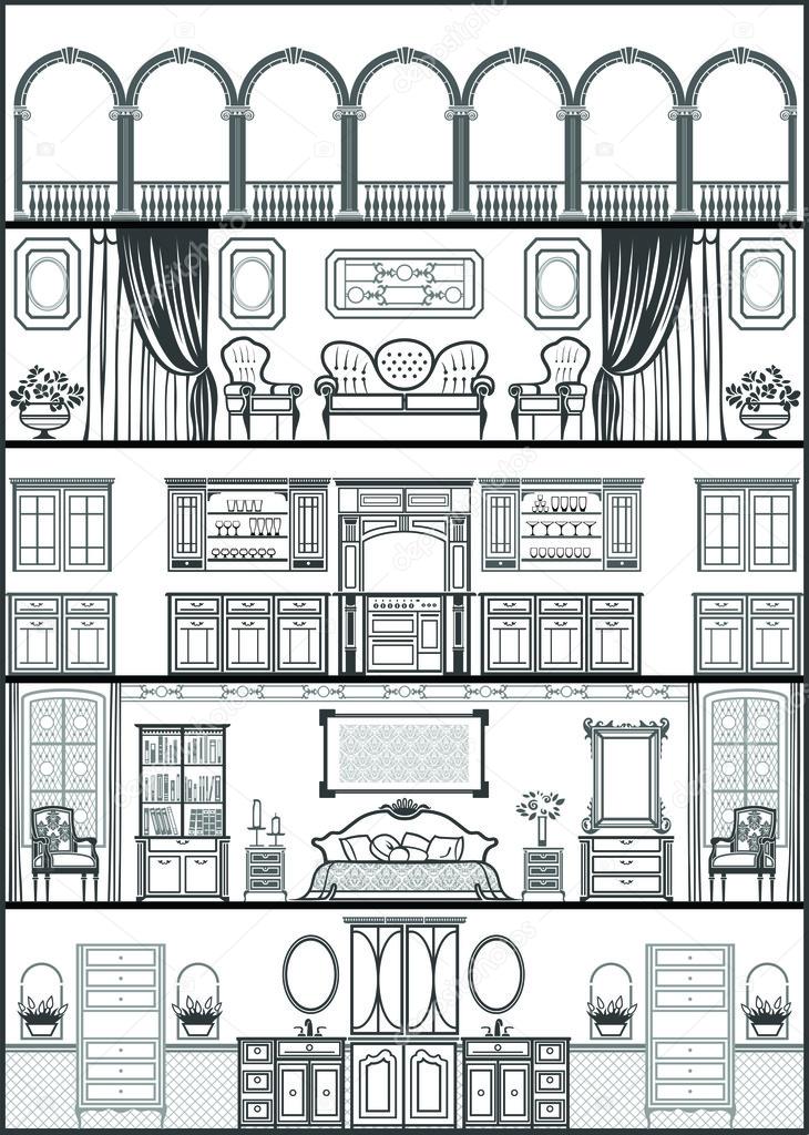 house interior silhouette. Vector illustration