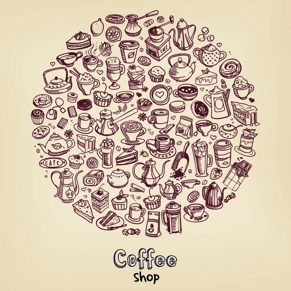 Fondo de café dibujado a mano — Vector de stock