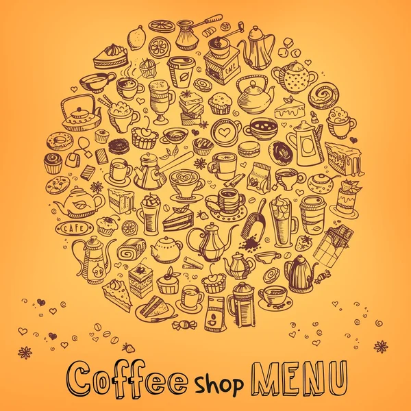Hand drawn coffee background — Stock Vector