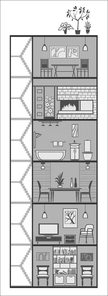 Huis interieur silhouet. vectorillustratie — Stockvector