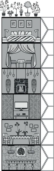 房子内部轮廓 — 图库矢量图片