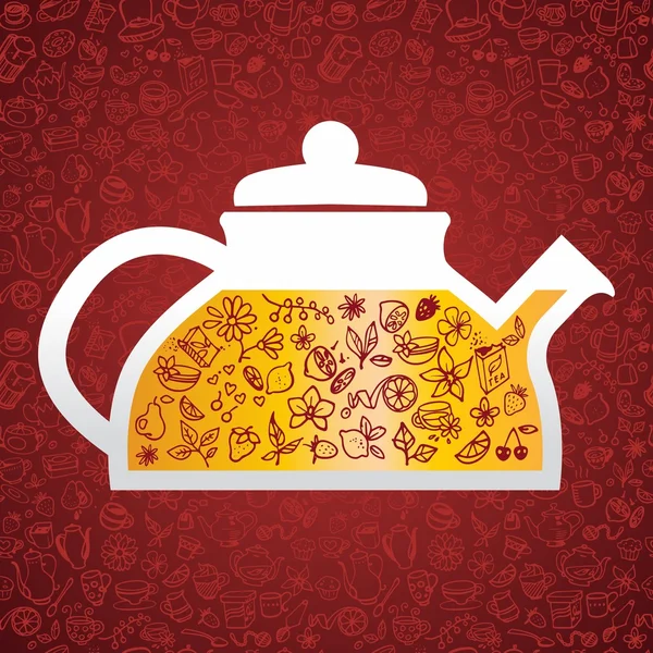 Fondo de té dibujado a mano — Vector de stock