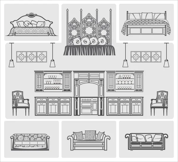 Iconos de muebles — Archivo Imágenes Vectoriales