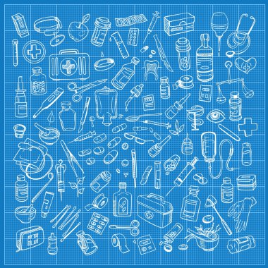 Sağlık ve tıp Icon set doodle