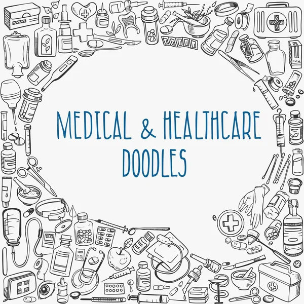 Medicin doodle bakgrund — Stock vektor