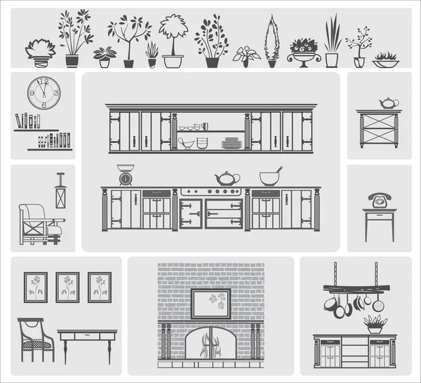 Іконки різних кухонних елементів — стоковий вектор