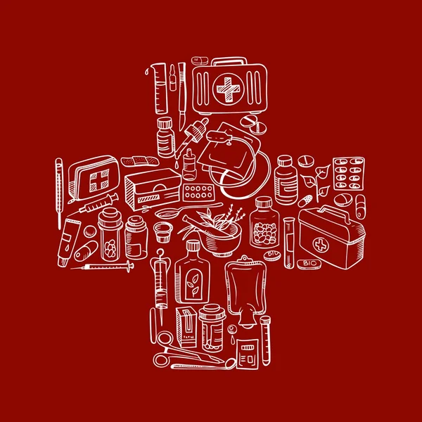 Medicina doodle fundo — Vetor de Stock