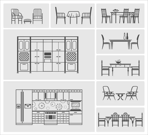 Ikony kuchyňského nábytku — Stockový vektor