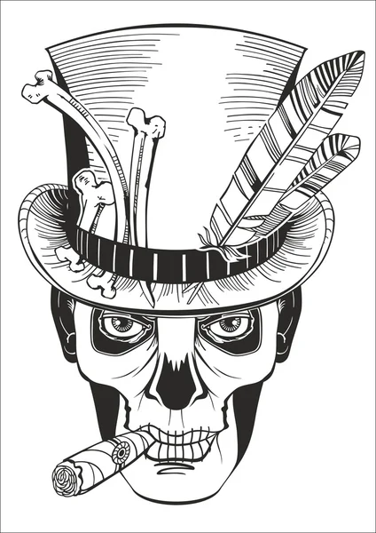 Día de los muertos, barón samedi dibujo Vector de stock