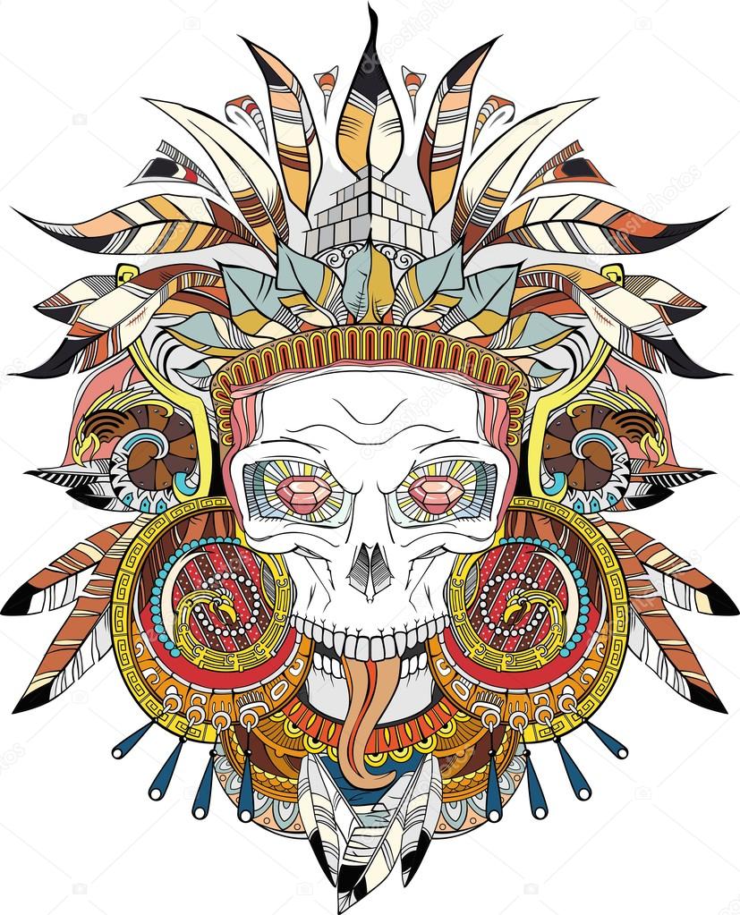 Calavera azteca imágenes de stock de arte vectorial | Depositphotos