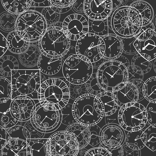 Orologio doodle vettoriale, sfondo senza soluzione di continuità — Vettoriale Stock