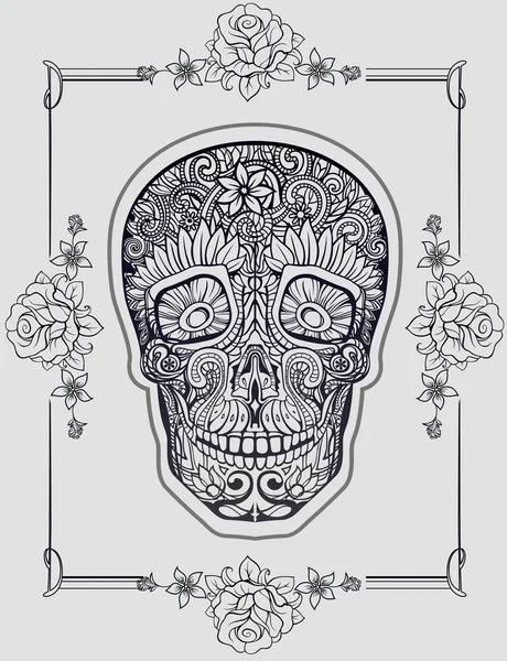 Calavera humana hecha de flores — Vector de stock