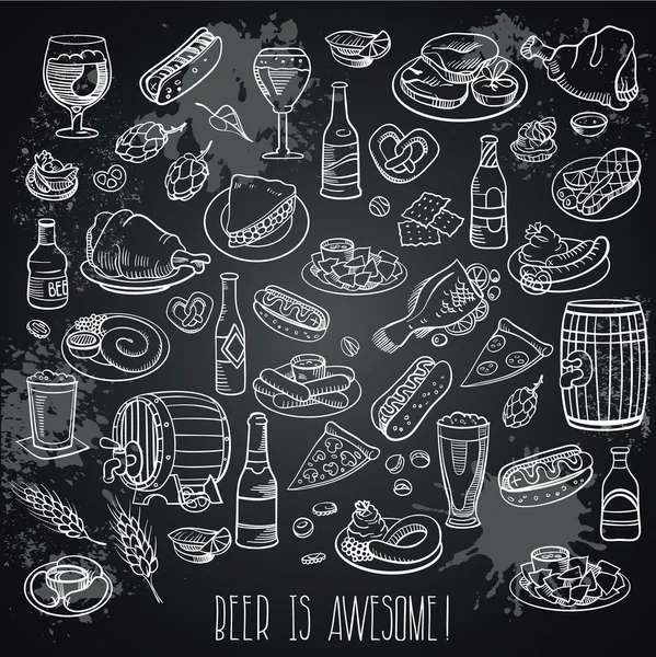 elle çizilmiş bira ve gıda