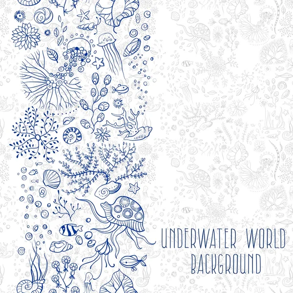 Рука намальована під водою світ фон — стоковий вектор