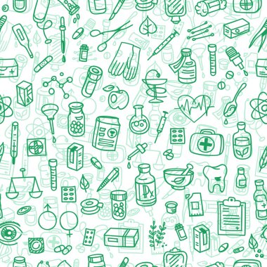 Sağlık doodle simgeler arka plan