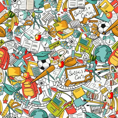 FreeHand okul öğeleri bir yığın