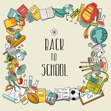 FreeHand okul öğeleri bir yığın