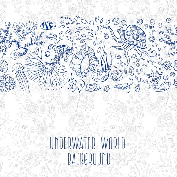 Hand drawn underwater world background — Stock Vector