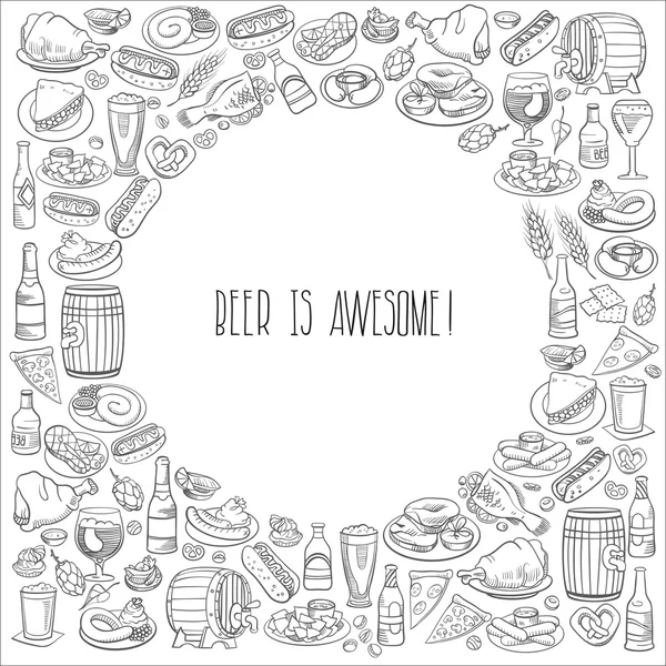 elle çizilmiş bira ve gıda